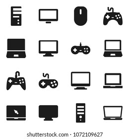 Flat vector icon set - notebook pc vector, gamepad, monitor, computer, mouse