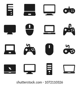 Flat vector icon set - notebook pc vector, gamepad, monitor, computer, mouse