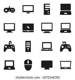 Flat vector icon set - notebook pc vector, gamepad, monitor, computer, mouse