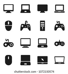 Flat vector icon set - notebook pc vector, gamepad, monitor, computer, mouse
