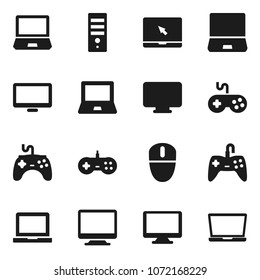 Flat vector icon set - notebook pc vector, gamepad, monitor, computer, mouse