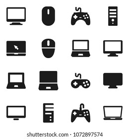 Flat vector icon set - notebook pc vector, gamepad, monitor, computer, mouse