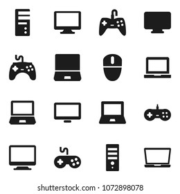 Flat vector icon set - notebook pc vector, gamepad, monitor, computer, mouse