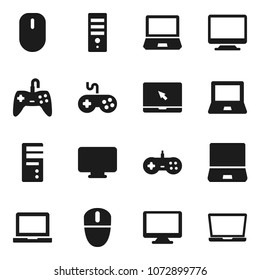 Flat vector icon set - notebook pc vector, gamepad, monitor, computer, mouse