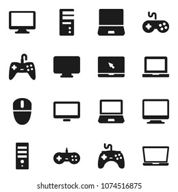 Flat vector icon set - notebook pc vector, gamepad, monitor, computer, mouse