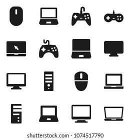 Flat vector icon set - notebook pc vector, gamepad, monitor, computer, mouse