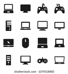 Flat vector icon set - notebook pc vector, gamepad, monitor, computer, mouse