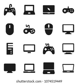 Flat vector icon set - notebook pc vector, gamepad, monitor, computer, mouse