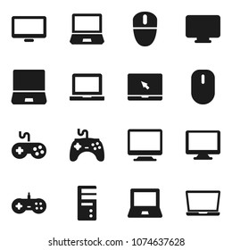 Flat vector icon set - notebook pc vector, gamepad, monitor, computer, mouse