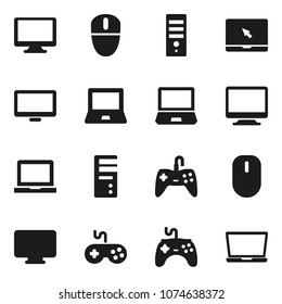 Flat vector icon set - notebook pc vector, gamepad, monitor, computer, mouse