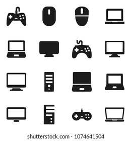 Flat vector icon set - notebook pc vector, gamepad, monitor, computer, mouse
