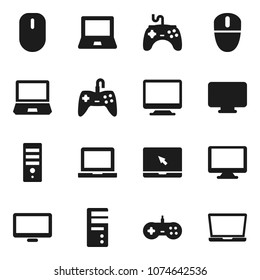 Flat vector icon set - notebook pc vector, gamepad, monitor, computer, mouse
