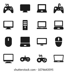 Flat vector icon set - notebook pc vector, gamepad, monitor, computer, mouse