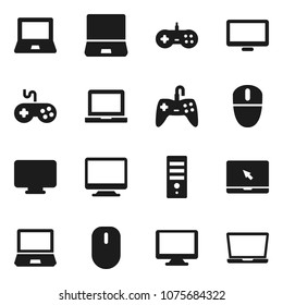Flat vector icon set - notebook pc vector, gamepad, monitor, computer, mouse