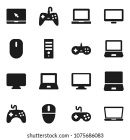 Flat vector icon set - notebook pc vector, gamepad, monitor, computer, mouse