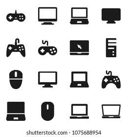 Flat vector icon set - notebook pc vector, gamepad, monitor, computer, mouse