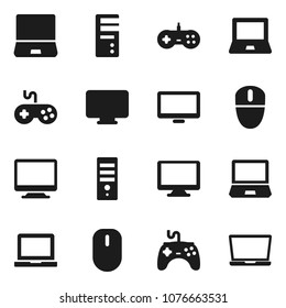 Flat vector icon set - notebook pc vector, gamepad, monitor, computer, mouse