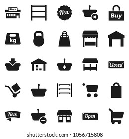 Flat vector icon set - office vector, cargo, warehouse, weight, shelving, new, open, closed, shopping bag, market, mall, buy, basket, cart