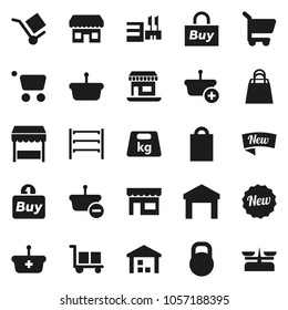 Flat vector icon set - office vector, cargo, warehouse, weight, shelving, new, shopping bag, market, store, mall, buy, basket, cart, scales