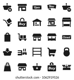 Flat vector icon set - office vector, cargo, warehouse, weight, shelving, new, open, closed, shopping bag, market, store, mall, buy, basket, cart, scales