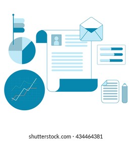 Flat vector icon set office and business symbols