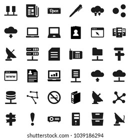 Flat vector icon set - pen vector, notebook pc, document, archive, laptop graph, binder, personal information, no smoking, signpost, attention, satellite antenna, newspaper, network, server, folder