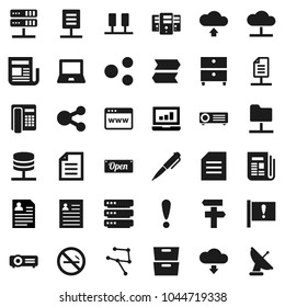 Flat vector icon set - pen vector, notebook pc, document, archive, personal information, laptop graph, no smoking, attention, newspaper, network, server, folder, cloud, big data, browser, share