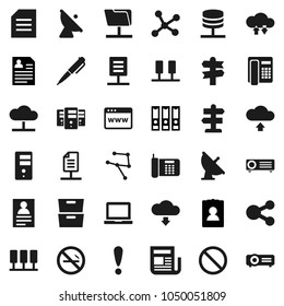 Flat vector icon set - pen vector, notebook pc, document, archive, personal information, binder, prohibition sign, no smoking, signpost, attention, satellite antenna, newspaper, network, server