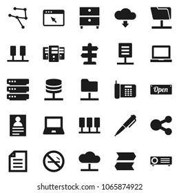 Flat vector icon set - pen vector, notebook pc, document, archive, personal information, no smoking, signpost, network, server, folder, cloud, big data, browser, share, download, open, phone