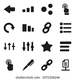 Flat vector icon set - pen vector, sorting, settings, touchscreen, favorites, menu, share, arrow, redo, chain, network document