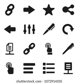 Flat vector icon set - pen vector, settings, touchscreen, favorites, menu, share, arrow, redo, chain, network document