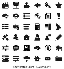 Flat vector icon set - pencil vector, document, laptop graph, calculator, dollar cursor, satellite, antenna, satellitie, video camera, speaking man, favorites, network folder, cloud shield, exchange