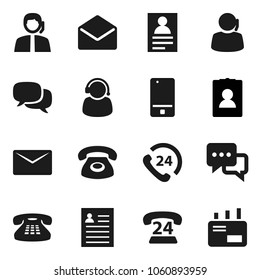 Flat vector icon set - personal information vector, phone 24, support, mobile, dialog, classic, mail