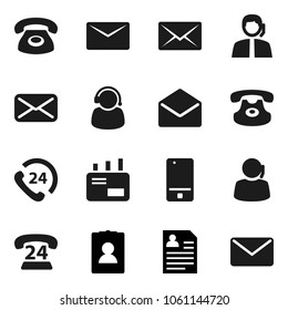 Flat vector icon set - personal information vector, phone 24, support, mobile, classic, mail