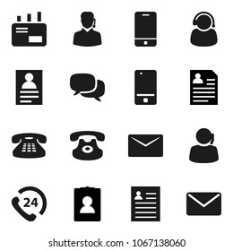 Flat vector icon set - personal information vector, phone 24, support, mobile, dialog, classic, mail