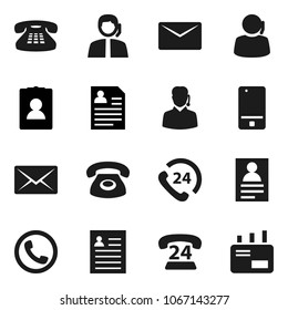 Flat vector icon set - personal information vector, phone 24, support, mobile, classic, mail