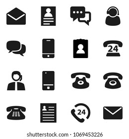 Flat vector icon set - personal information vector, phone 24, support, mobile, dialog, classic, mail