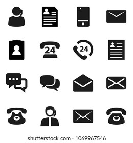 Flat vector icon set - personal information vector, phone 24, support, mobile, dialog, classic, mail