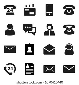 Flat vector icon set - personal information vector, phone 24, support, mobile, dialog, classic, mail