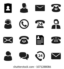 Flat vector icon set - personal information vector, phone 24, support, dialog, classic, mail