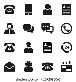 Flat vector icon set - personal information vector, phone 24, support, mobile, dialog, classic, mail