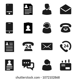 Flat vector icon set - personal information vector, phone 24, support, mobile, dialog, mail