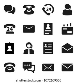Flat vector icon set - personal information vector, phone 24, support, dialog, classic, mail