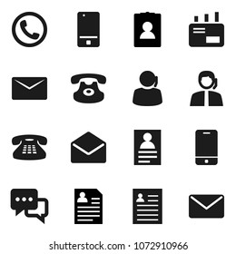 Flat vector icon set - personal information vector, support, mobile phone, dialog, classic, mail