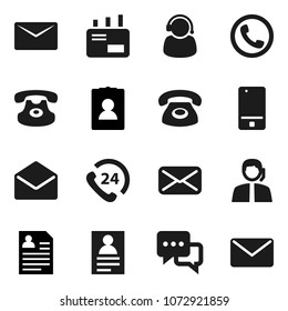 Flat vector icon set - personal information vector, phone 24, support, mobile, dialog, classic, mail