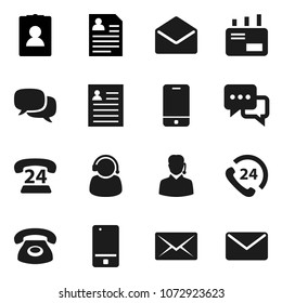 Flat vector icon set - personal information vector, phone 24, mobile, dialog, mail, support