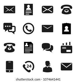 Flat vector icon set - personal information vector, phone 24, mobile, dialog, classic, mail, support