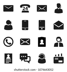 Flat vector icon set - personal information vector, phone 24, support, mobile, dialog, mail