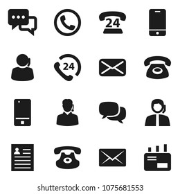 Flat vector icon set - personal information vector, phone 24, support, mobile, dialog, classic, mail