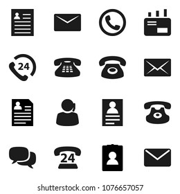 Flat vector icon set - personal information vector, phone 24, support, dialog, classic, mail
